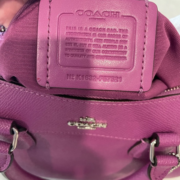 Coach Purple Mini Bennett Satchel with Textured Leather Finish New With COA - Picture 9 of 10